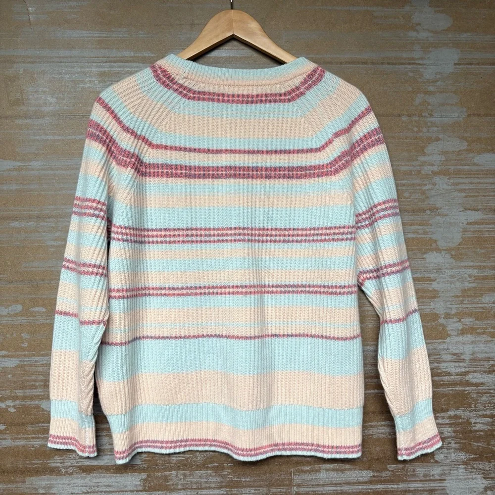 J. Crew 100% Cashmere Ribbed Crewneck Sweater Stripe Preppy Classic Womens XS